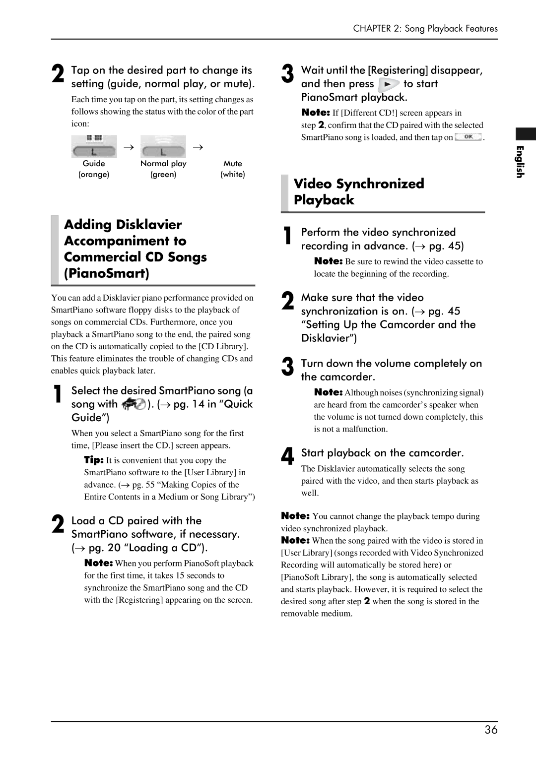 Yamaha PRO/Mark IV manual Video Synchronized Playback, English 