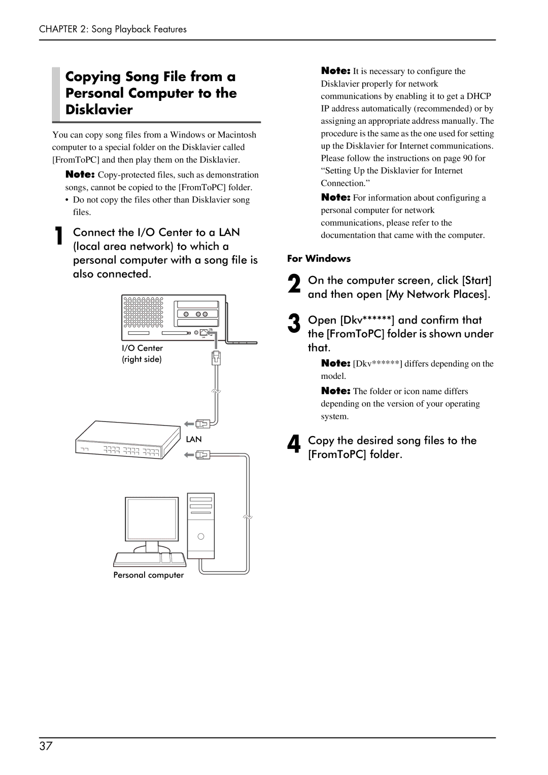 Yamaha PRO/Mark IV manual Copying Song File from a Personal Computer to the Disklavier, For Windows 