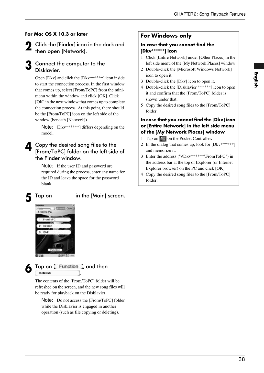 Yamaha PRO/Mark IV manual For Windows only, Tap on in the Main screen Tap on , and then, For Mac OS X 10.3 or later 