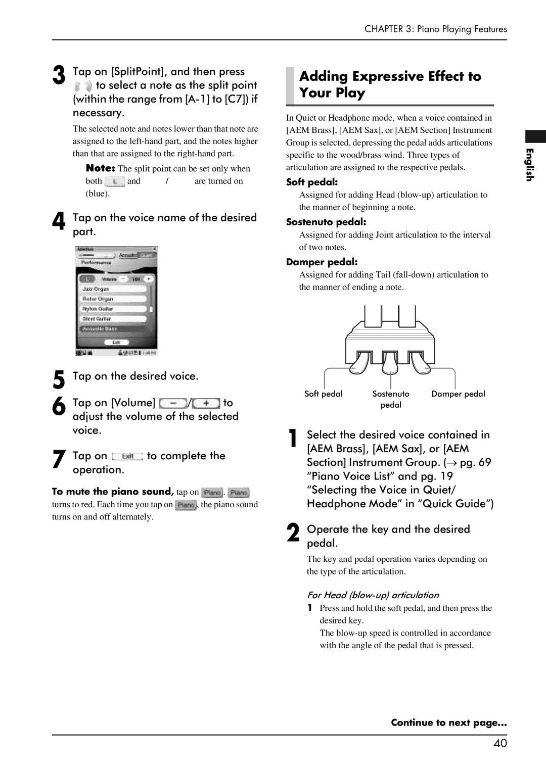 Yamaha PRO/Mark IV manual Adding Expressive Effect to Your Play, Tappart.on the voice name of the desired, To complete 