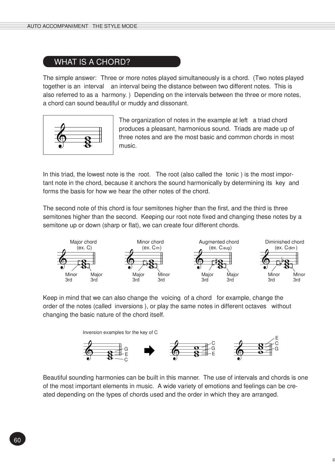 Yamaha PSR-270, Portatone manual What is a CHORD? 