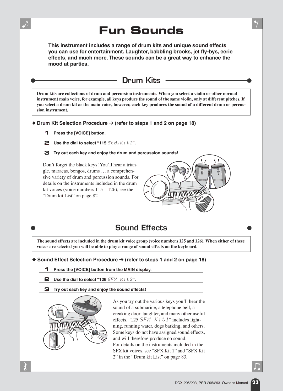 Yamaha PSR-295, PSR-293 owner manual Drum Kit Selection Procedure refer to steps 1 and 2 on 