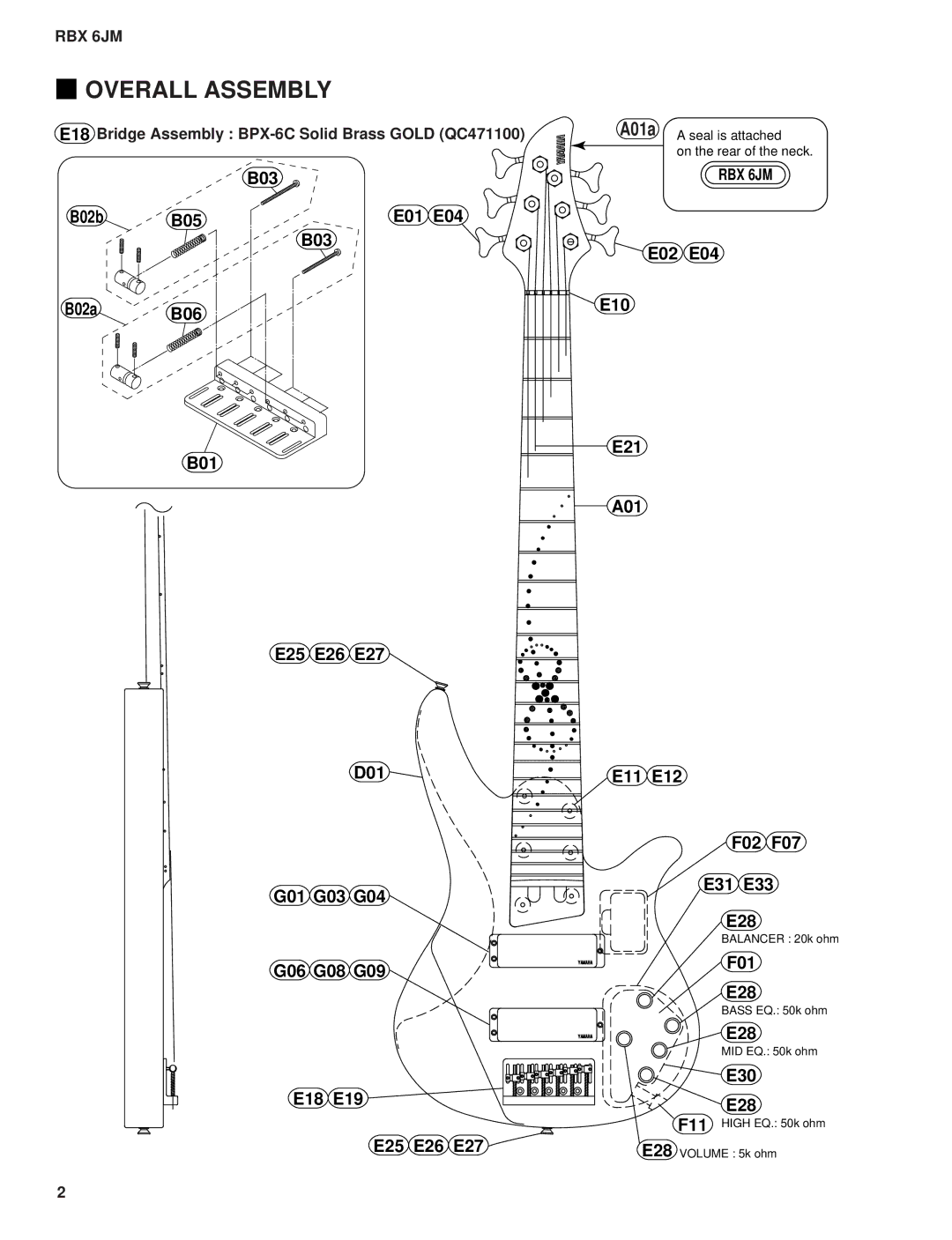 Yamaha RBX 6JM service manual Overall Assembly, E30 E28 