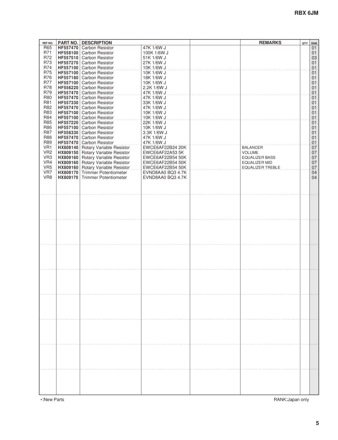 Yamaha RBX 6JM service manual HF558100 