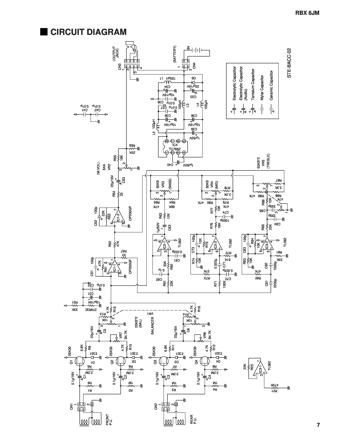 Yamaha RBX 6JM service manual Circuit Diagram, Audio, MylarCapacitor, CeramicCapacitor 