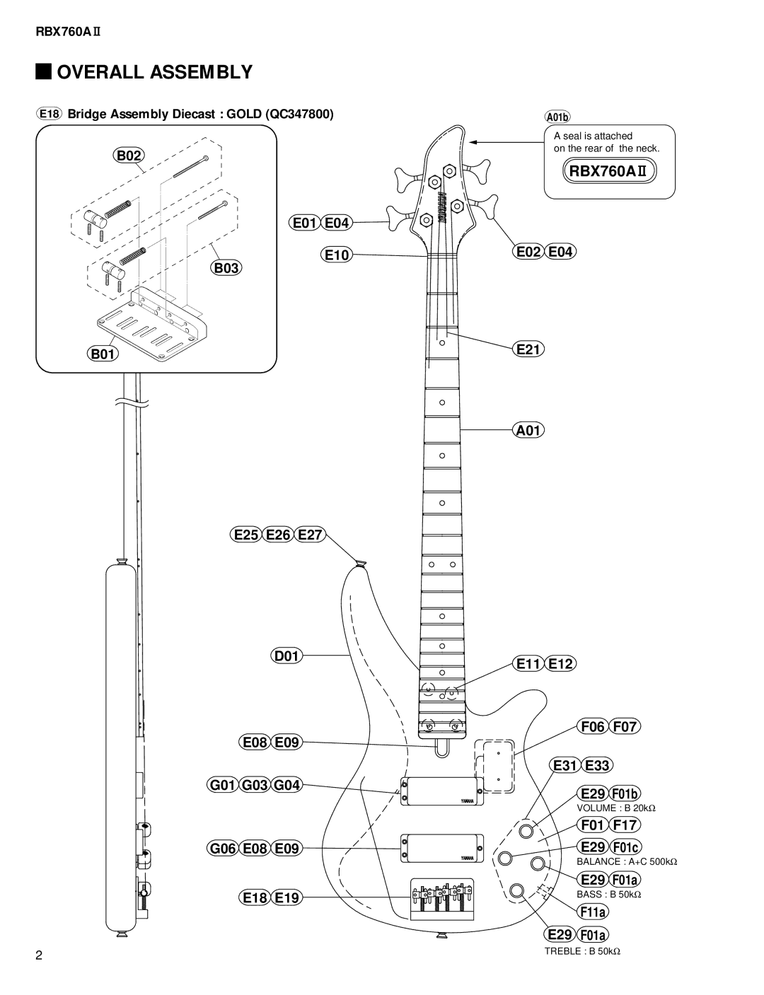 Yamaha RBX760A II, EG 011424 service manual Overall Assembly 