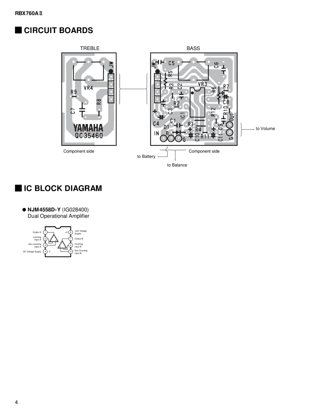 Yamaha RBX760A II, EG 011424 service manual Circuit Boards, IC Block Diagram 