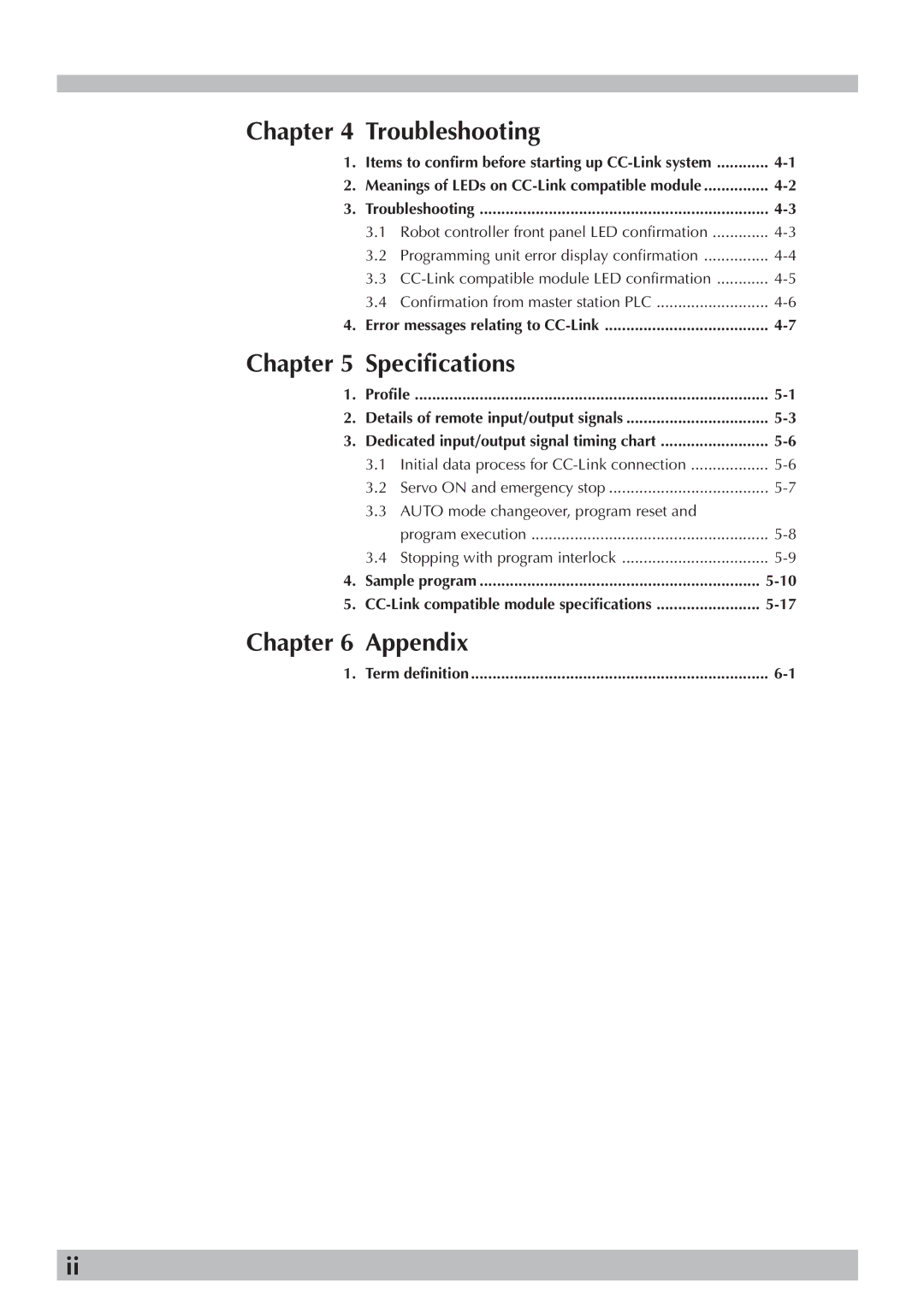 Yamaha RCX Series, Yamaha Robot Controller CC-Link Unit owner manual Troubleshooting, Specifications, Appendix 