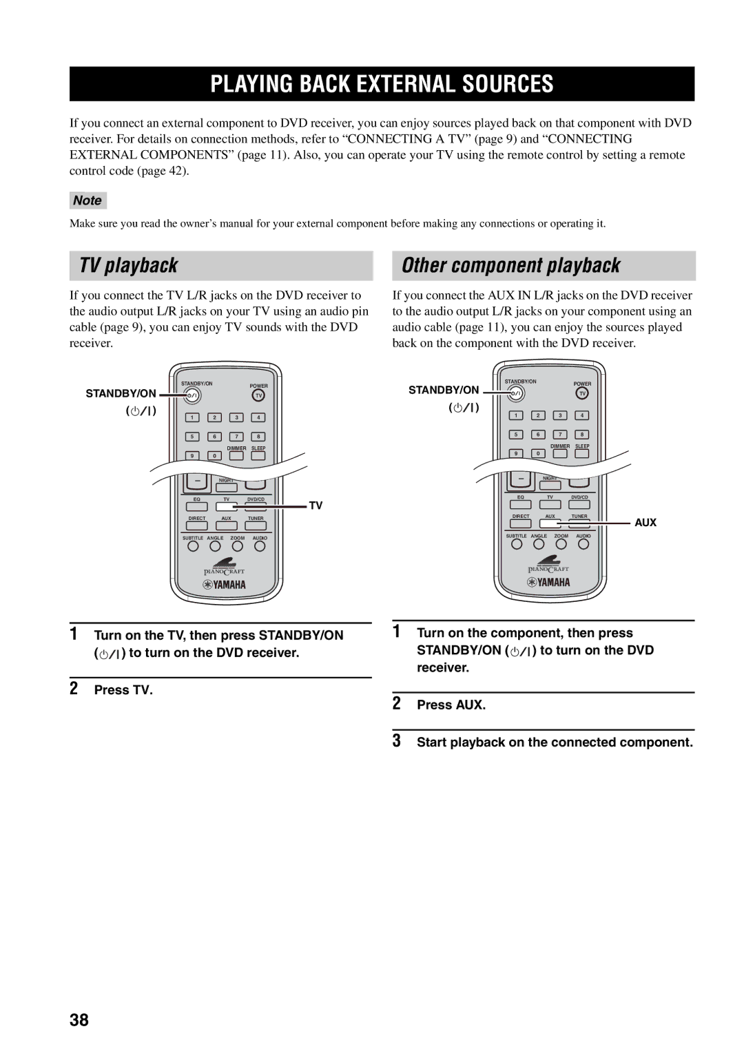 Yamaha RDX-E700 owner manual Playing Back External Sources, TV playback 