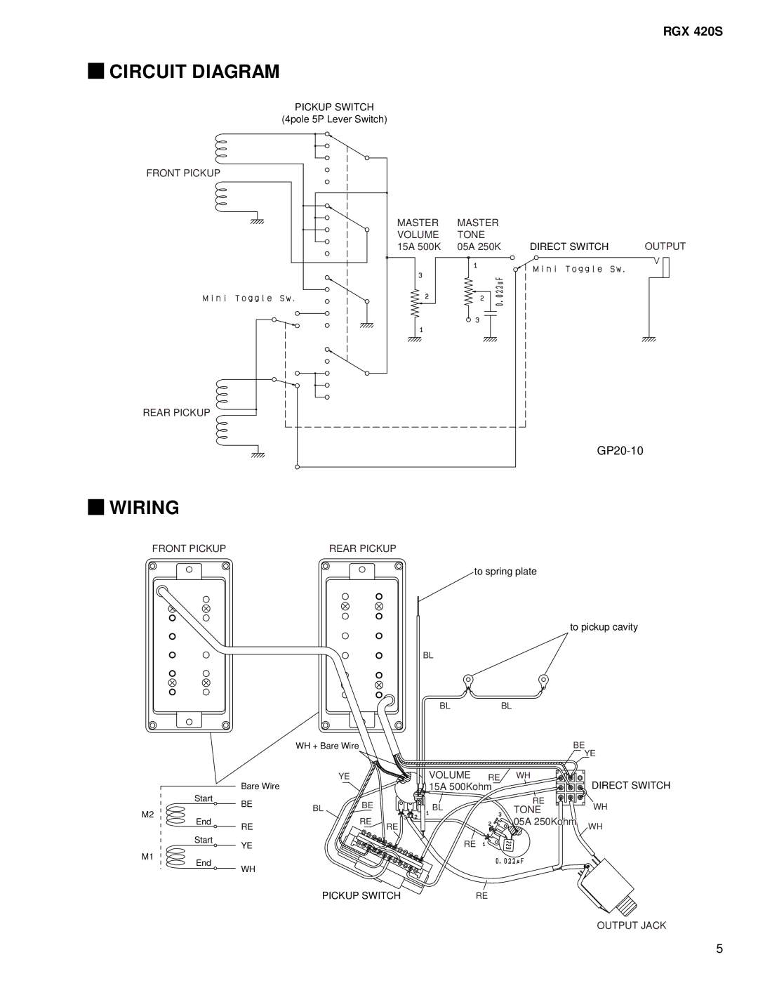 Yamaha RGX 420S service manual Circuit Diagram, Wiring 