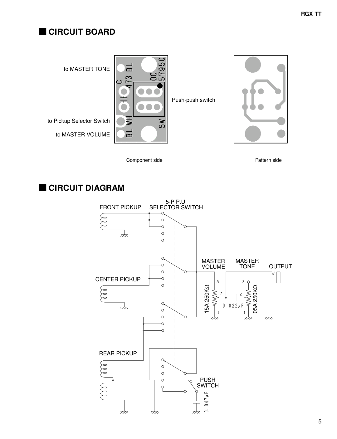 Yamaha RGX TT service manual Circuit Board, Circuit Diagram 