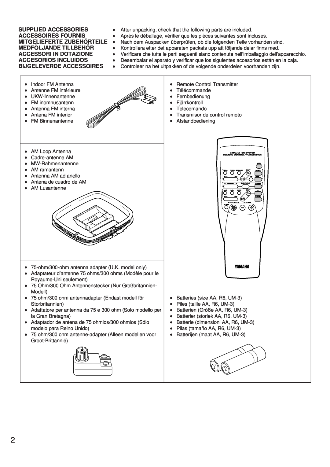 Yamaha RX-396RDS/396 owner manual Indoor FM Antenna Antenne FM intérieure 