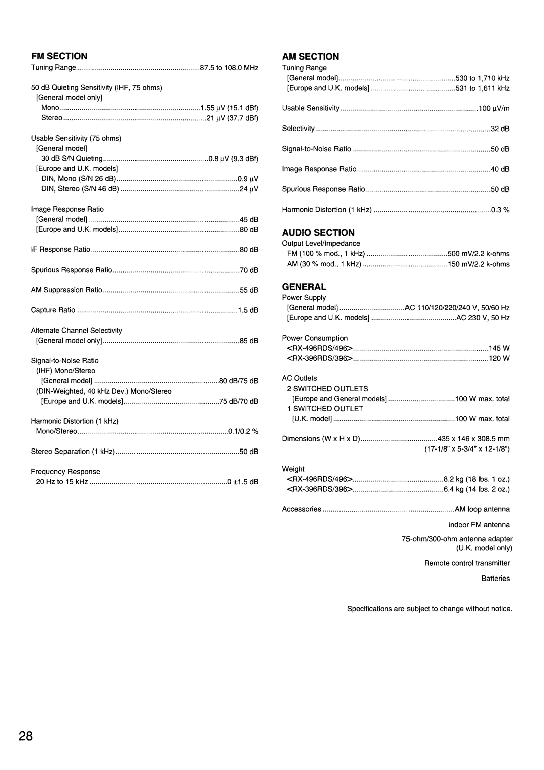 Yamaha RX-396RDS/396 owner manual 