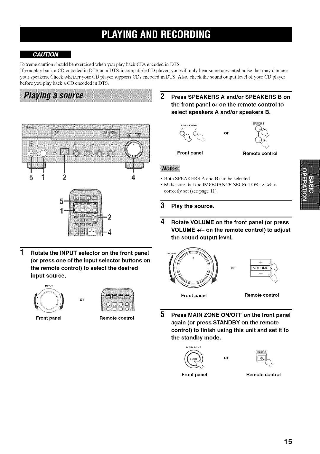 Yamaha RX-497 Both Speakers a and B can be selected, Make sure that the Impedance Selector switch is, 1Ii tlolAVl 