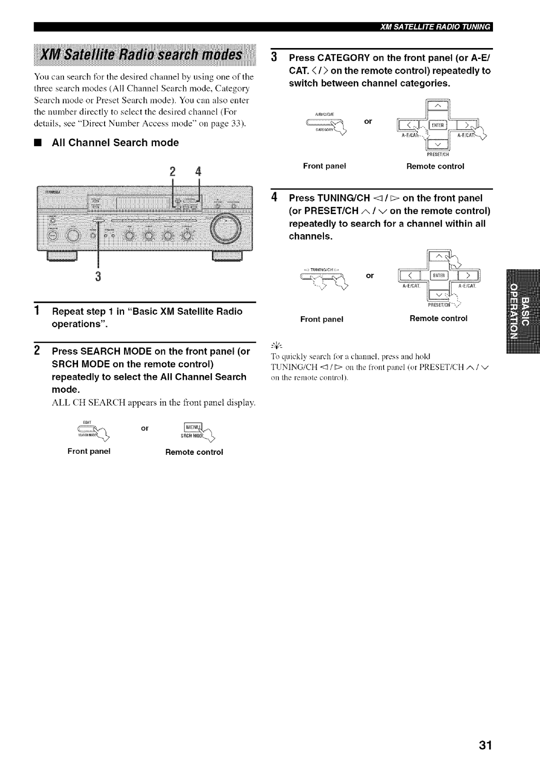 Yamaha RX-497 owner manual All Channel Search mode 