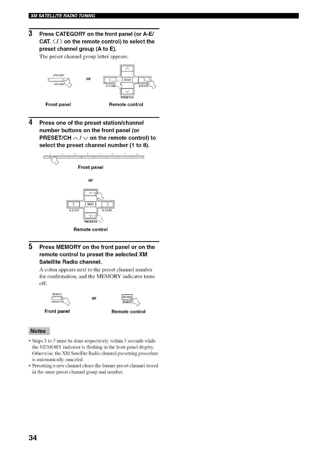 Yamaha RX-497 owner manual Preset channel group letter appears 