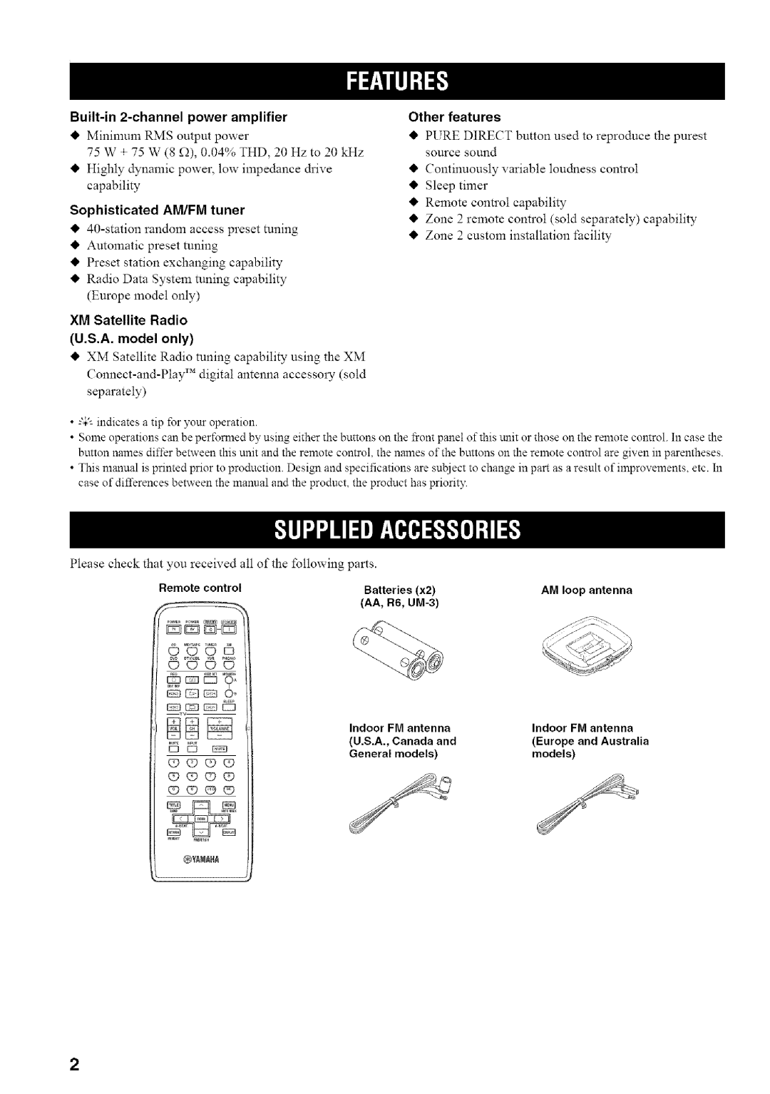 Yamaha RX-497 owner manual Am/Fm 