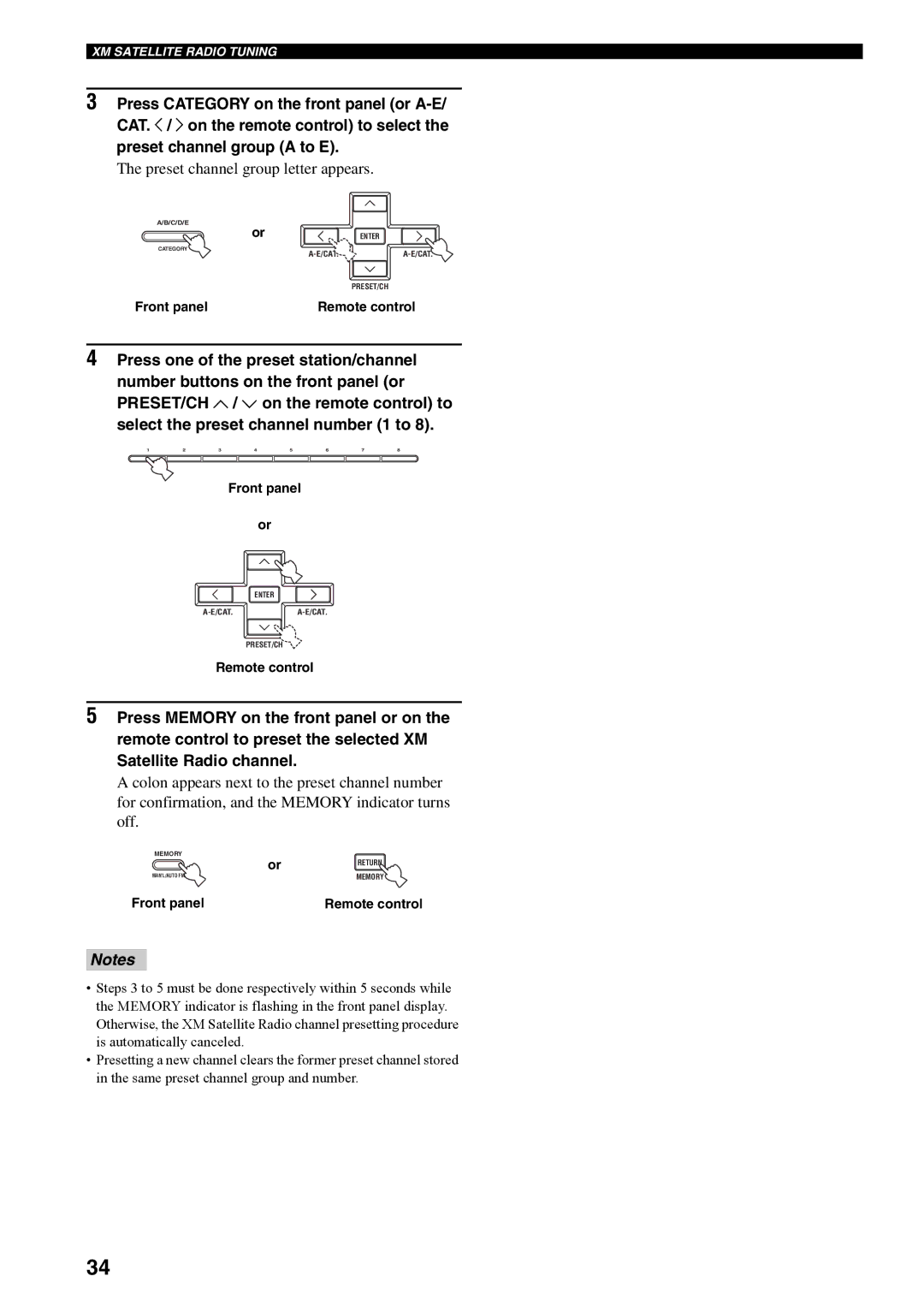 Yamaha RX-497 owner manual Preset channel group letter appears 