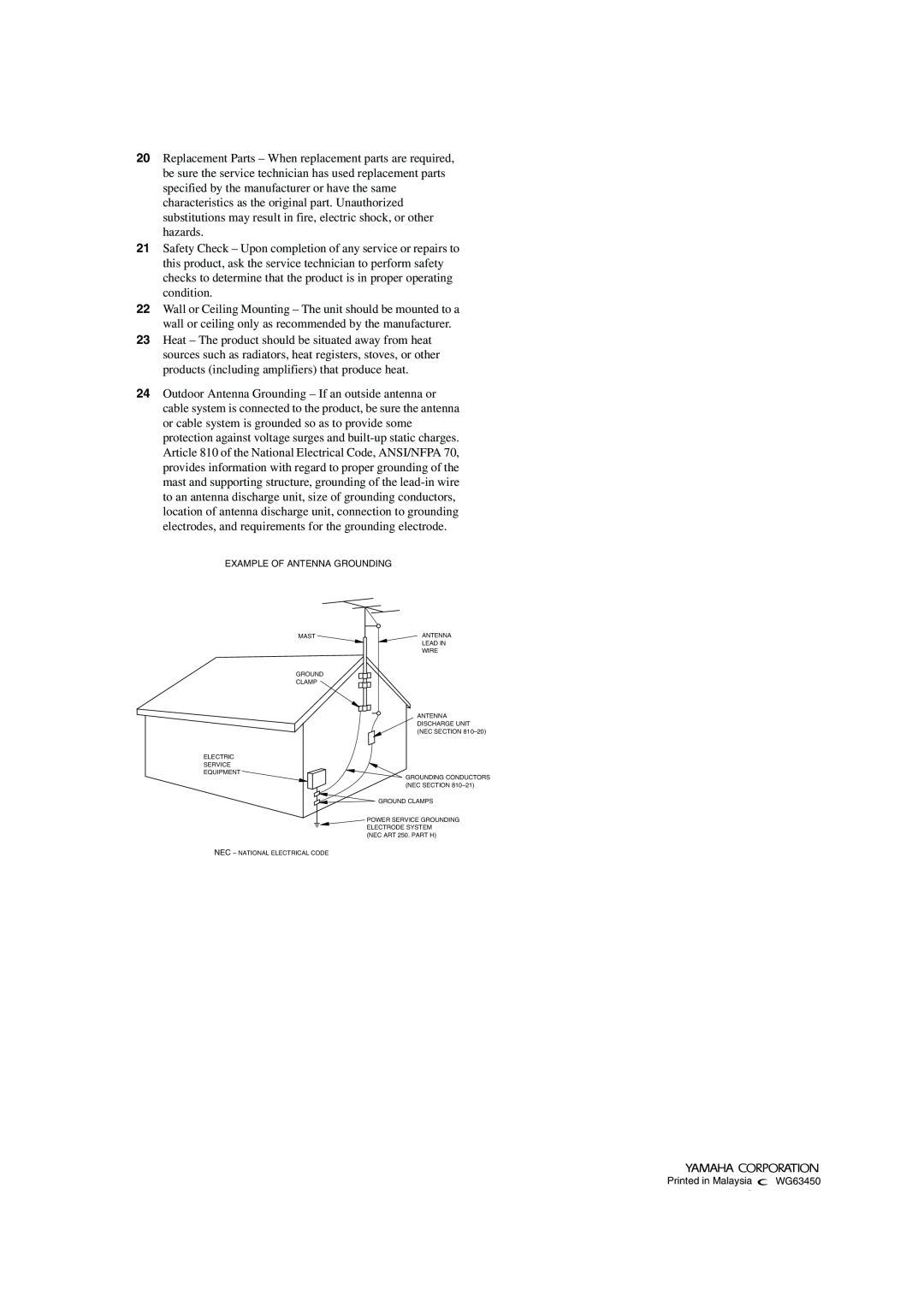 Yamaha RX-497 owner manual Example Of Antenna Grounding 