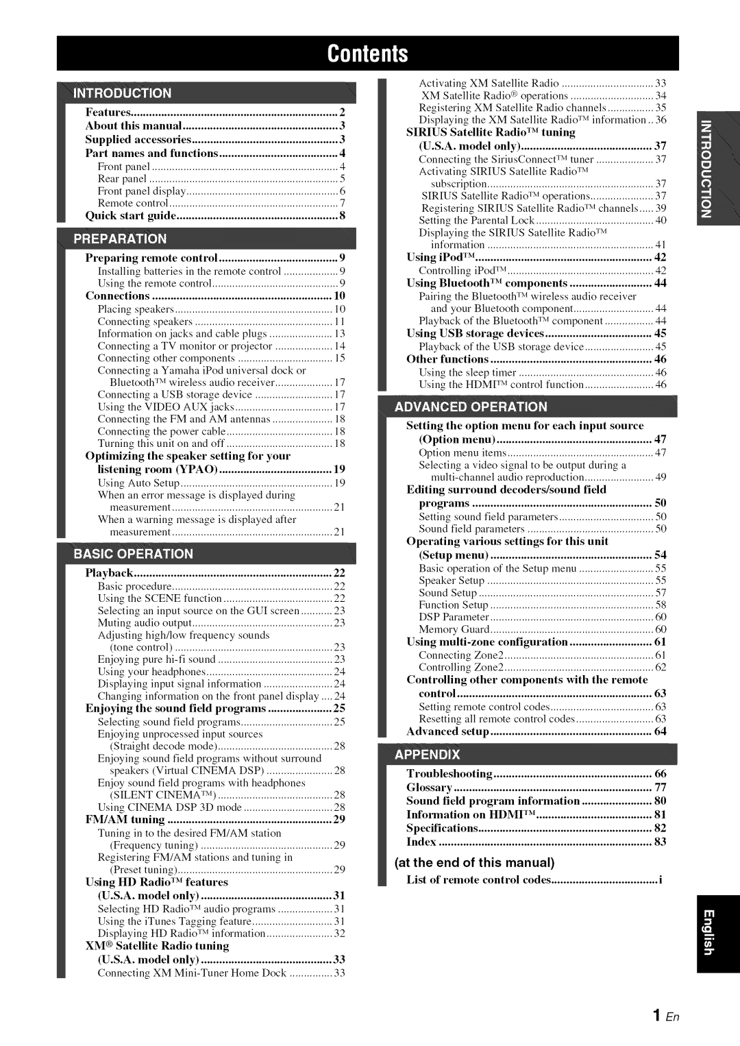 Yamaha RX-V1065 owner manual Using iPod TM, Other, At the end of this manual 