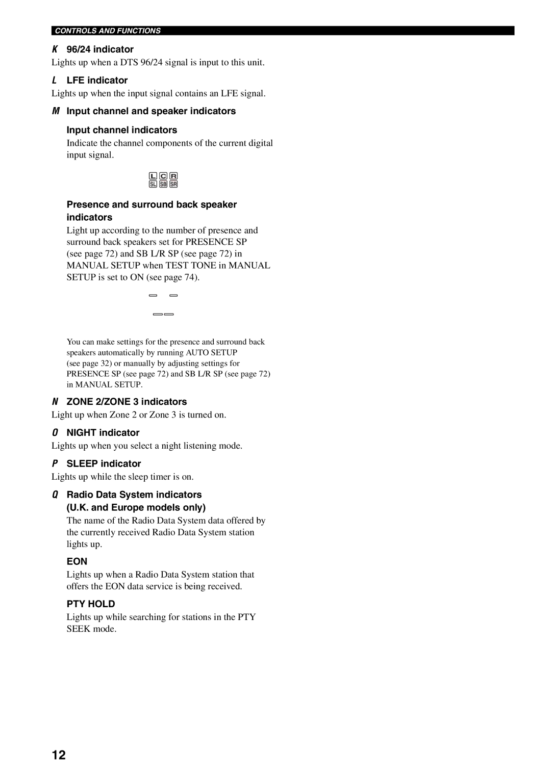 Yamaha RX-V1600 owner manual PTY Hold 