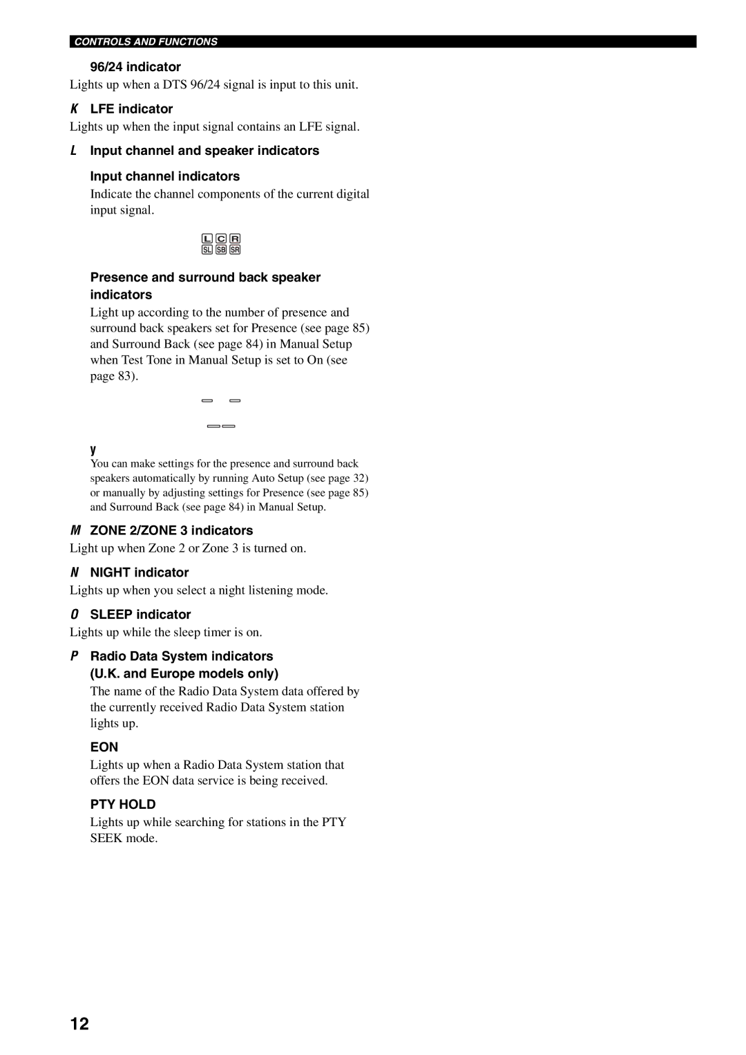 Yamaha RX-V2600 owner manual PTY Hold 