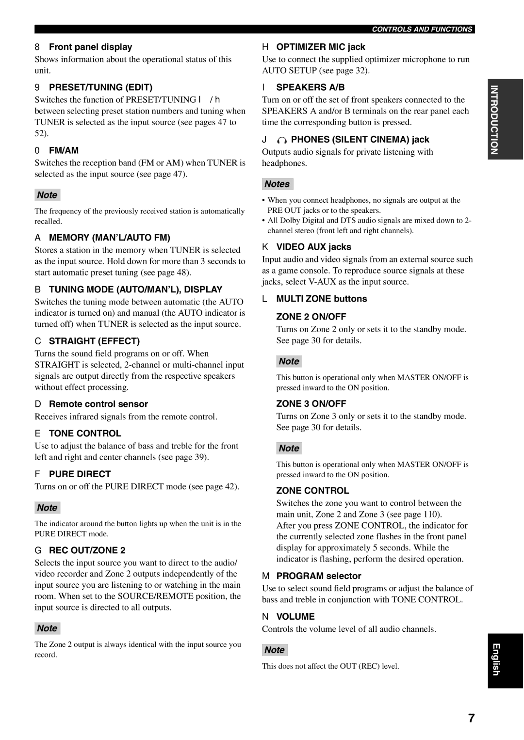 Yamaha RX-V2600 PRESET/TUNING Edit, Fm/Am, Memory MAN’L/AUTO FM, Tuning Mode AUTO/MAN’L, Display, Straight Effect, Volume 