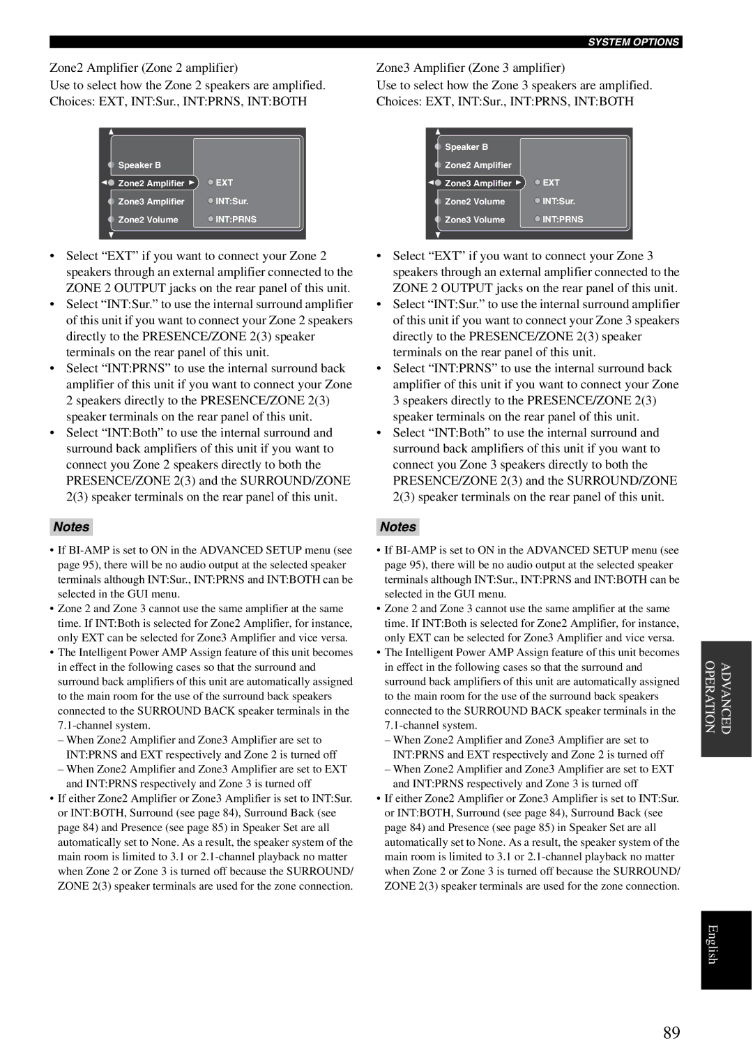 Yamaha RX-V2600 owner manual Zone2 Amplifier Zone 2 amplifier, Zone3 Amplifier Zone 3 amplifier 