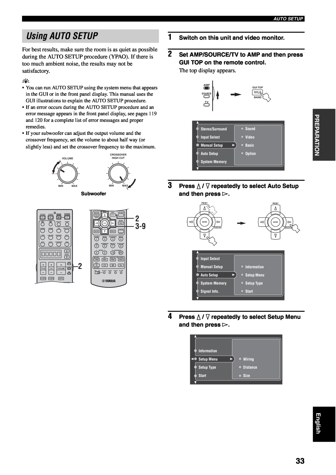 Yamaha RX-V2600 owner manual Using AUTO SETUP, Switch on this unit and video monitor 