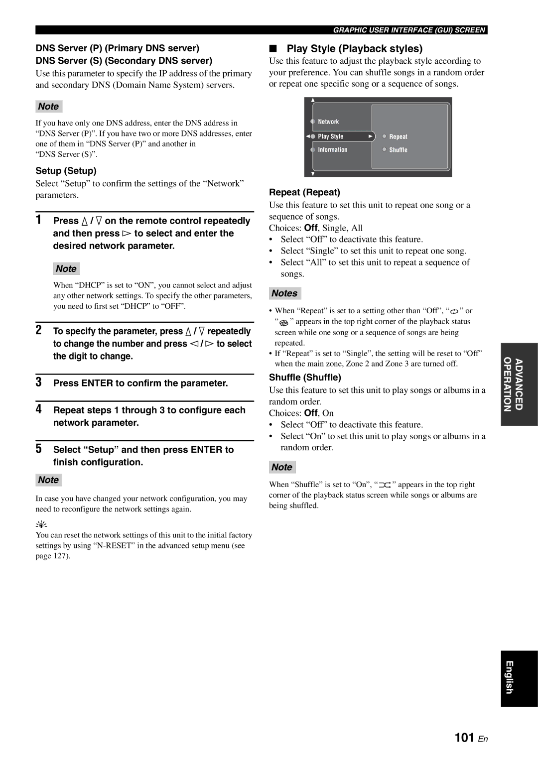 Yamaha RX-V2700 owner manual 101 En, Play Style Playback styles, Setup Setup 