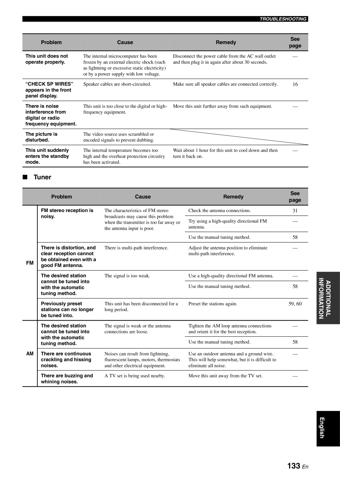 Yamaha RX-V2700 owner manual 133 En, Tuner 