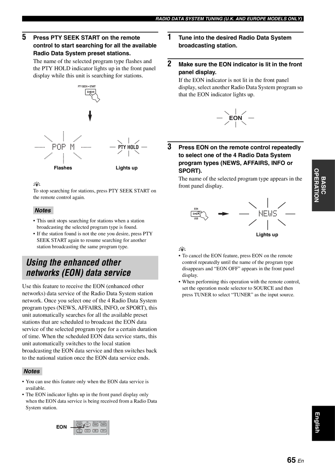 Yamaha RX-V2700 owner manual 65 En, Pop M 