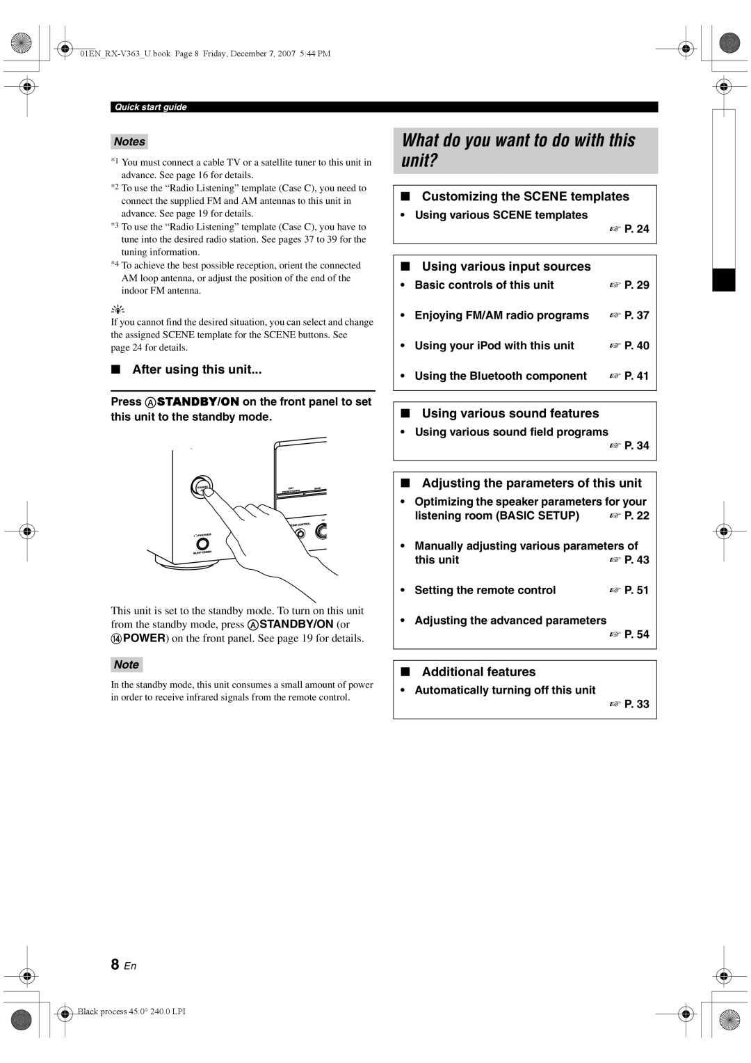 Yamaha RX-V363 owner manual What do you want to do with this unit? 