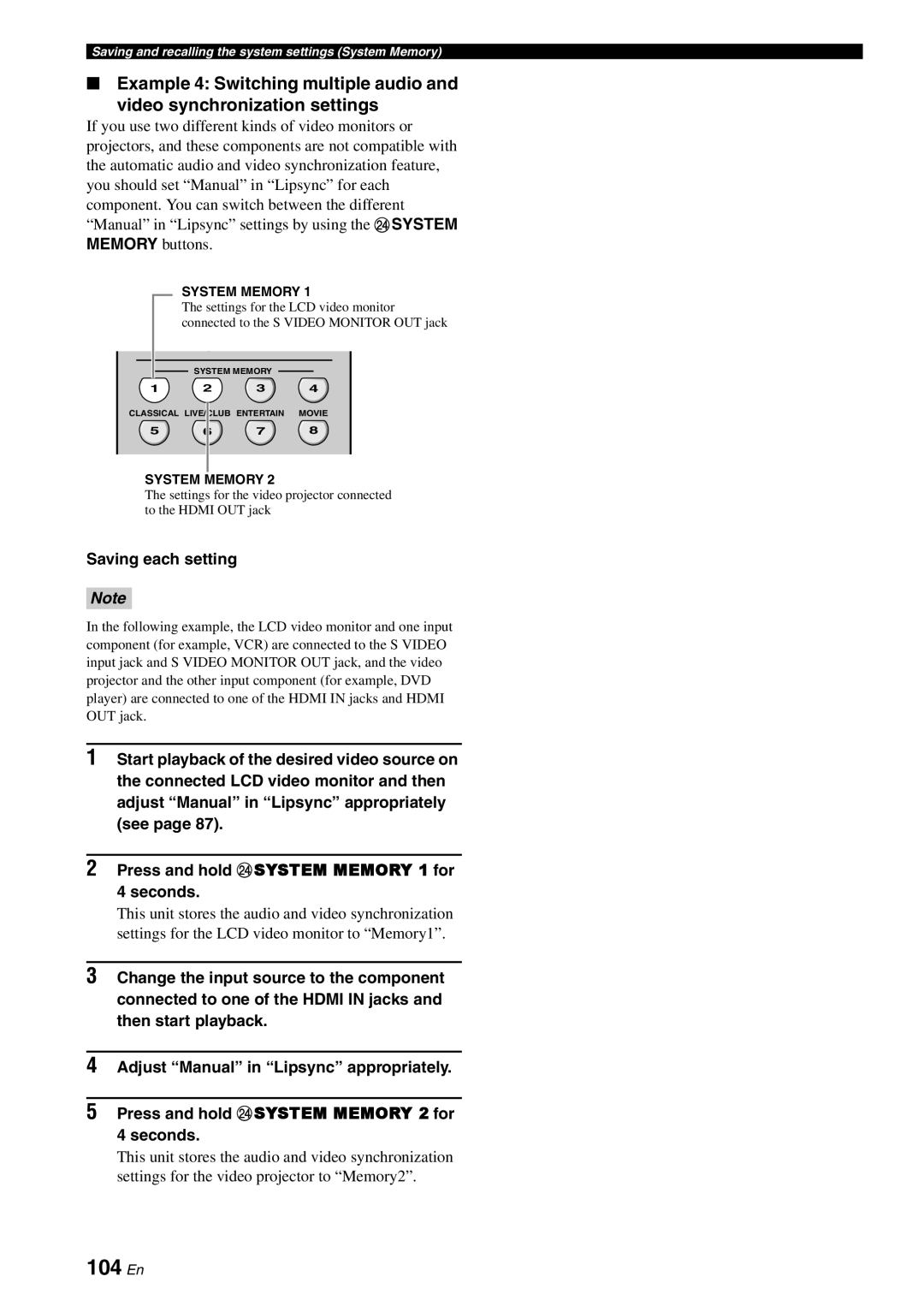 Yamaha RX-V3800 owner manual 104 En 