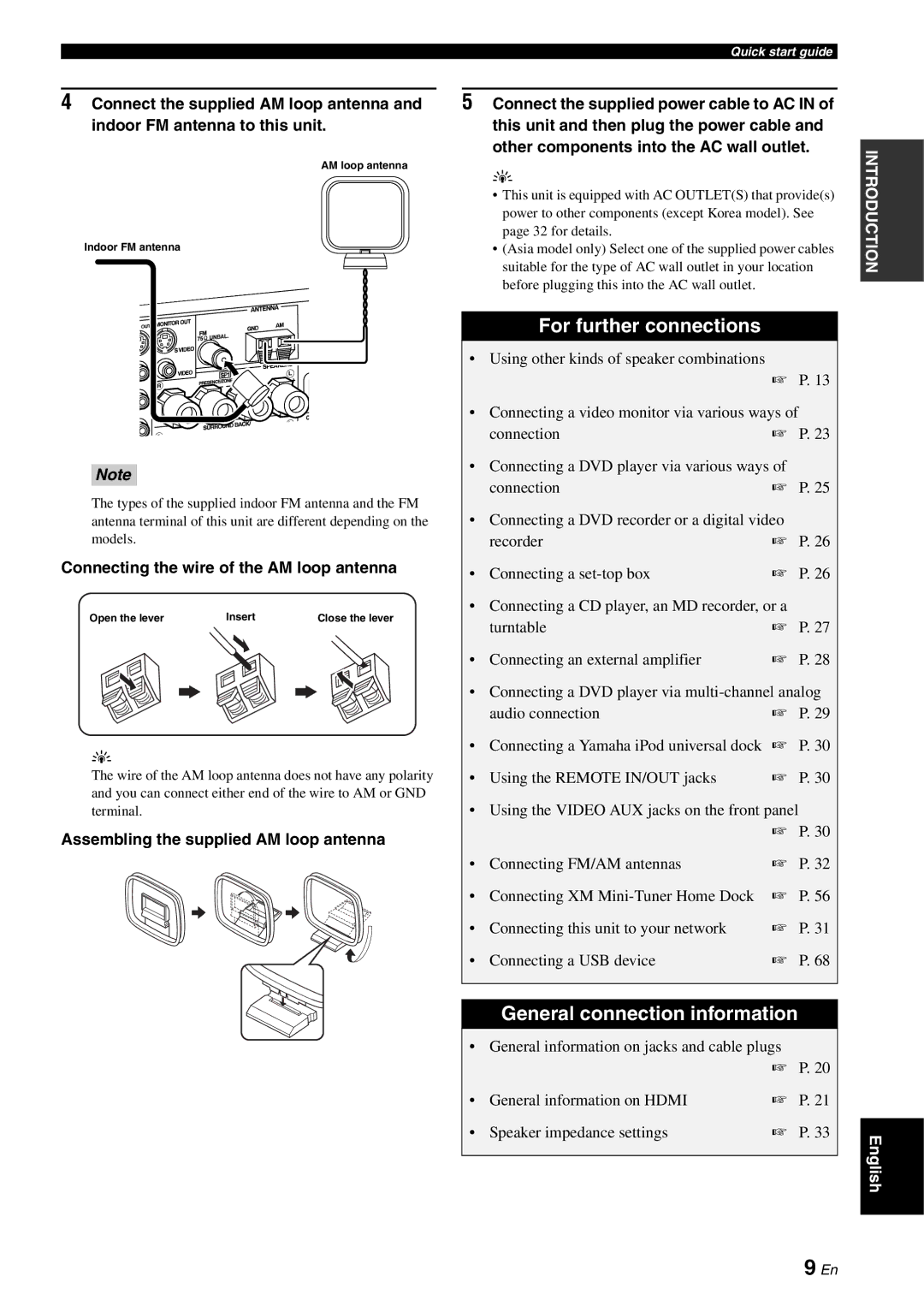 Yamaha RX-V3800 owner manual Connecting the wire of the AM loop antenna, Assembling the supplied AM loop antenna 