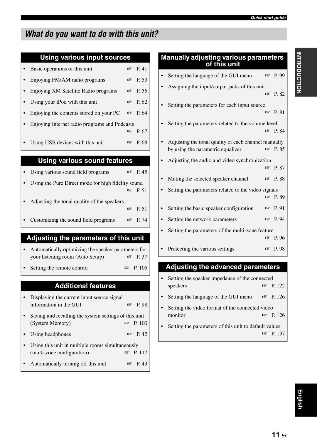 Yamaha RX-V3800 owner manual What do you want to do with this unit?, 11 En, Adjusting the audio and video synchronization 