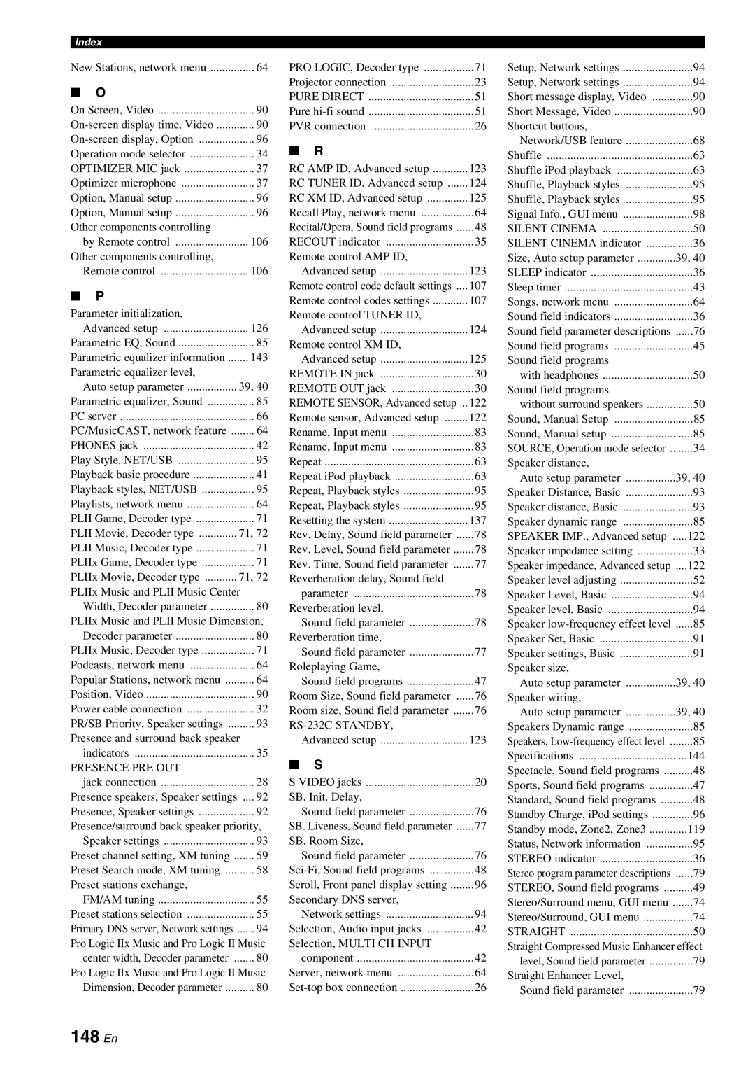 Yamaha RX-V3800 owner manual 148 En 