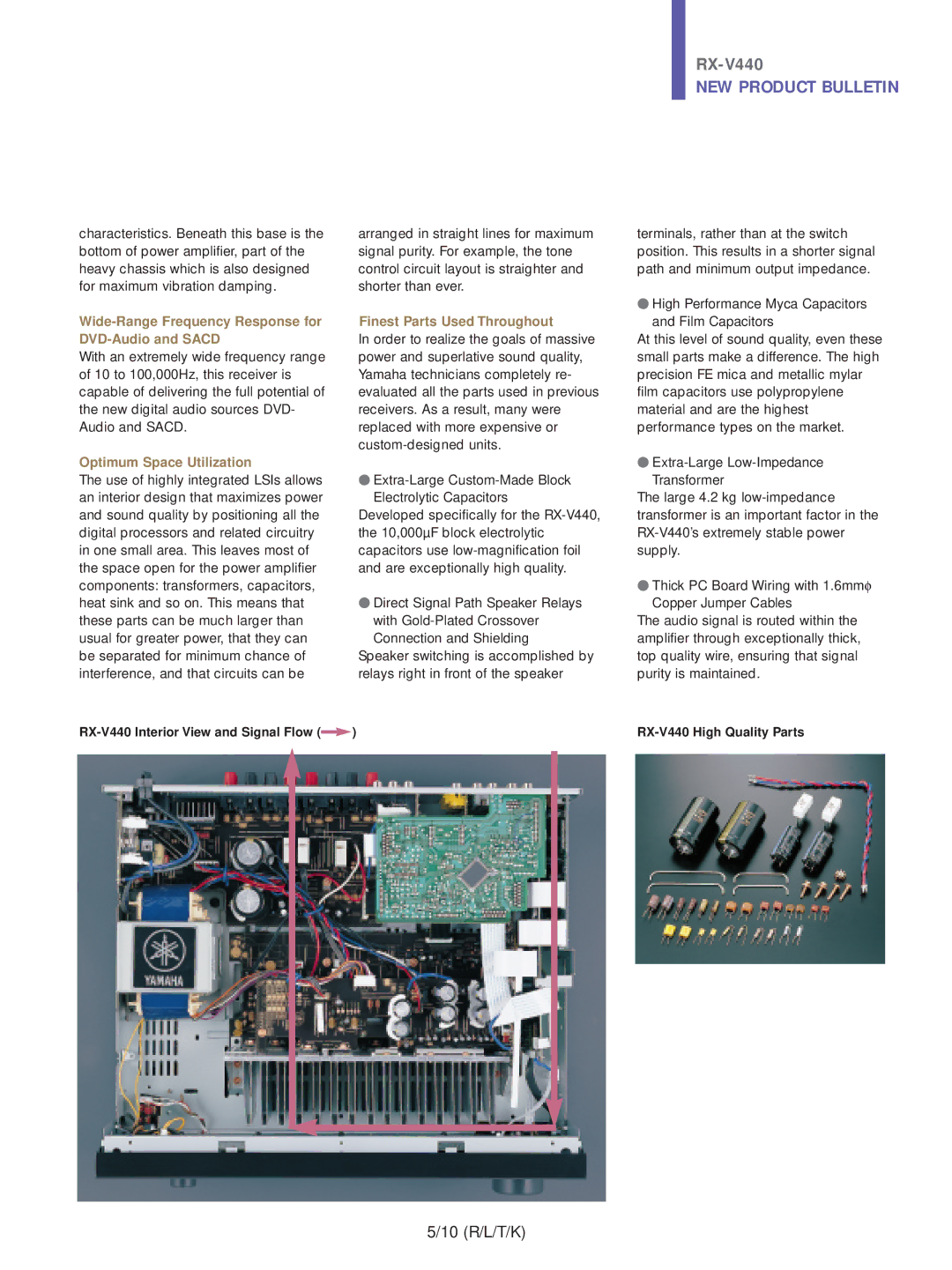 Yamaha RX-V440 manual Wide-Range Frequency Response for DVD-Audio and Sacd, Optimum Space Utilization 