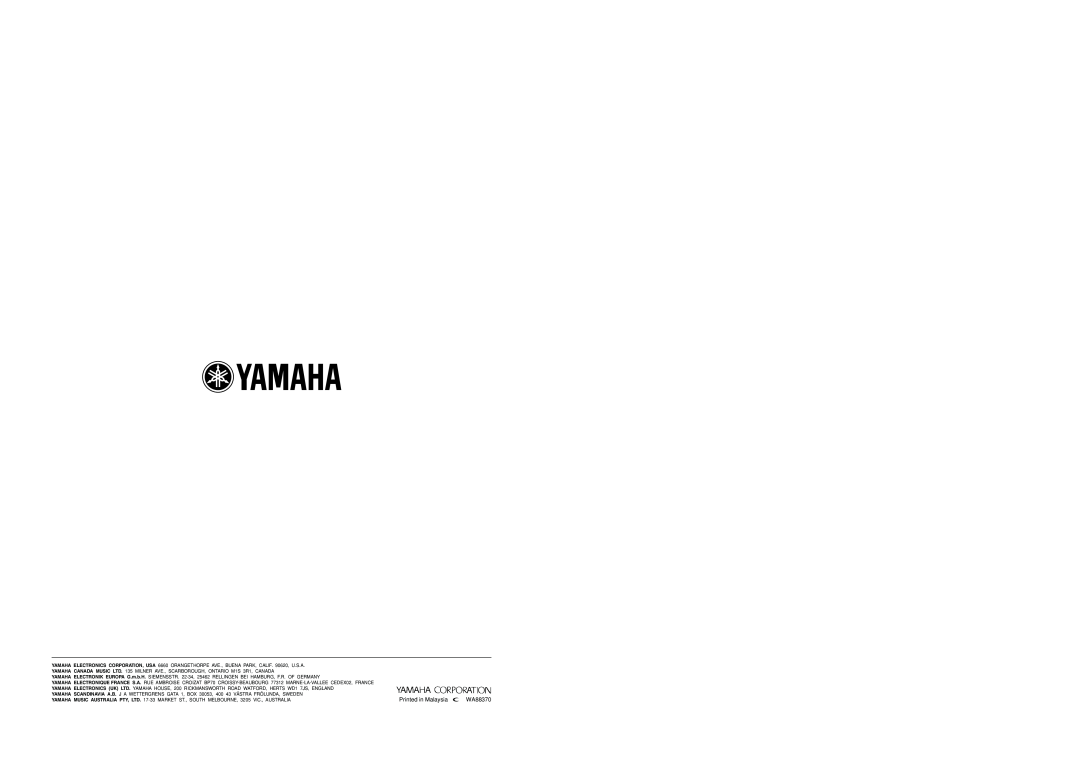 Yamaha RX-V440RDS owner manual WA88370 