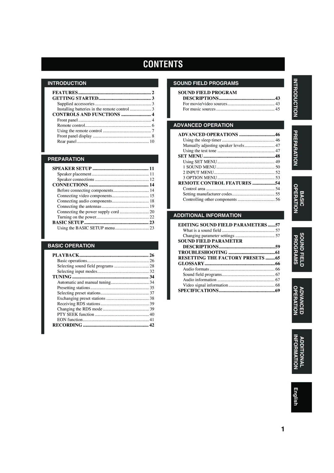 Yamaha RX-V450 owner manual Contents 