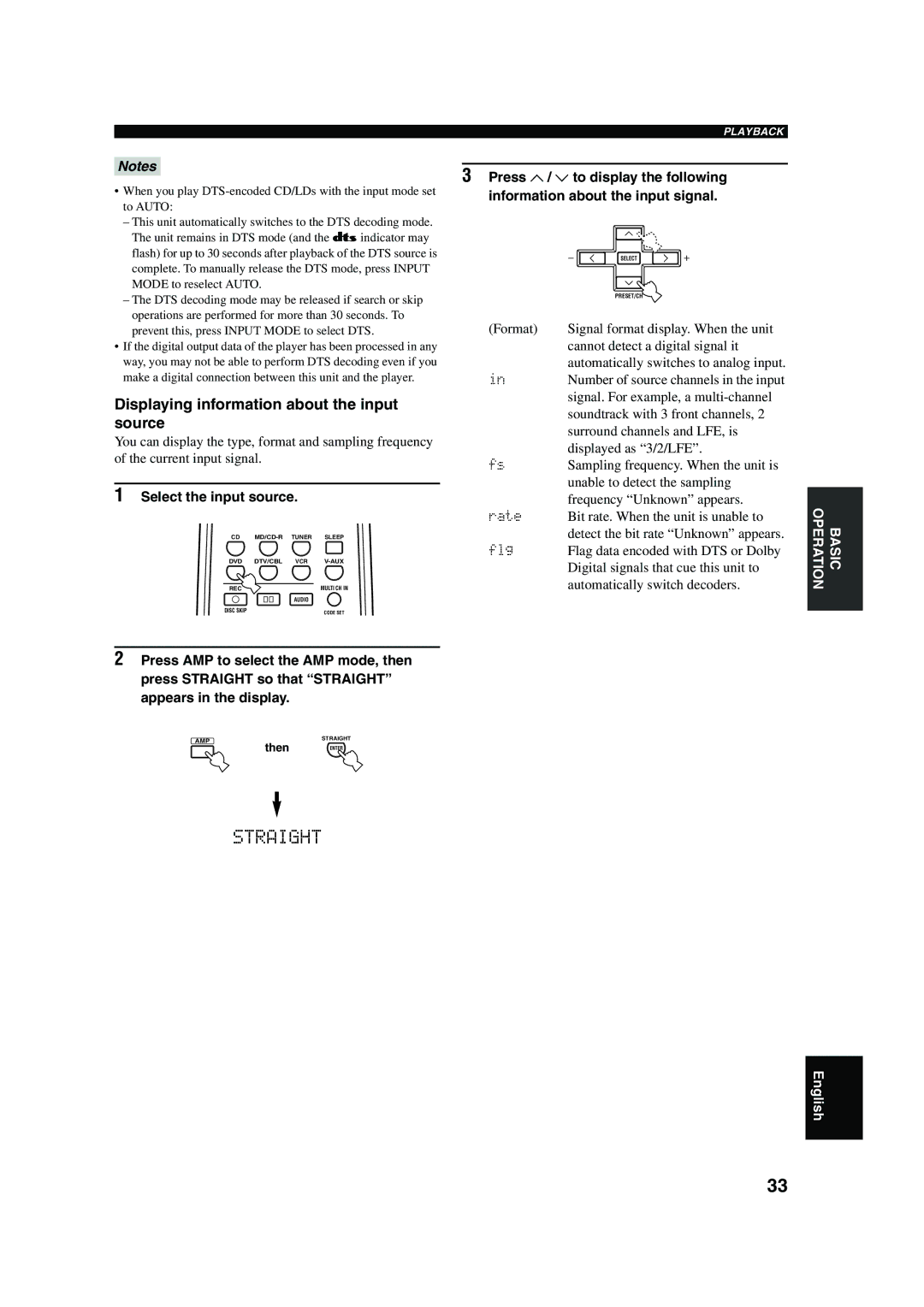 Yamaha RX-V450 owner manual Displaying information about the input, Source, Press u / d to display the following 