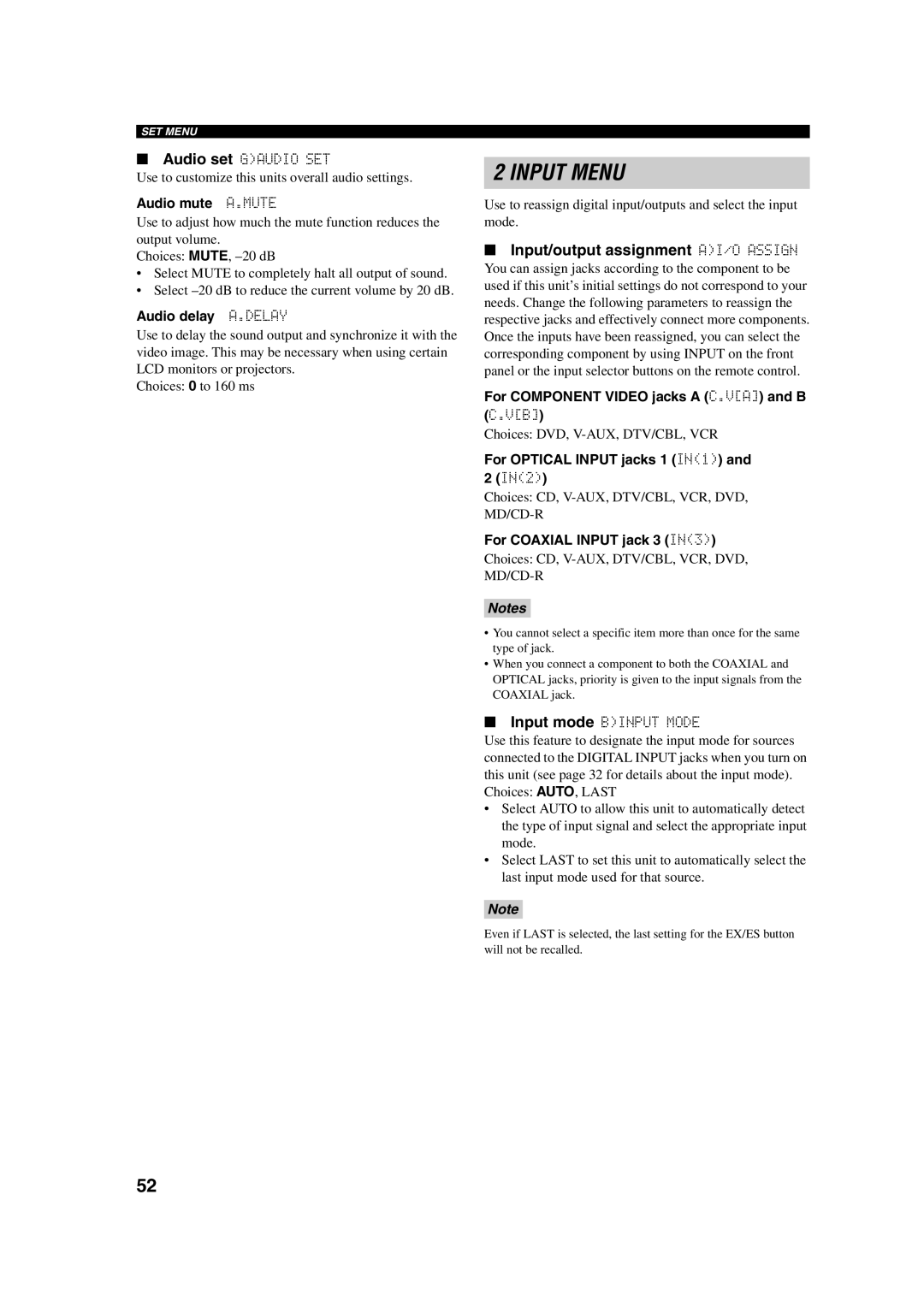 Yamaha RX-V450 owner manual Input/output assignment AI/O Assign 