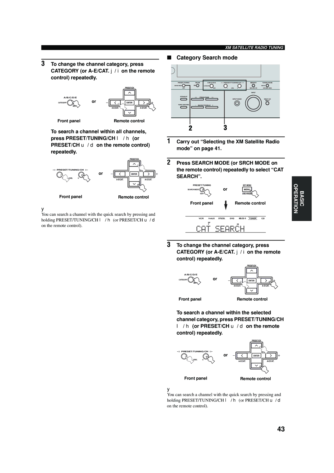 Yamaha RX-V457 owner manual Cat Sea R Ch, Category Search mode 