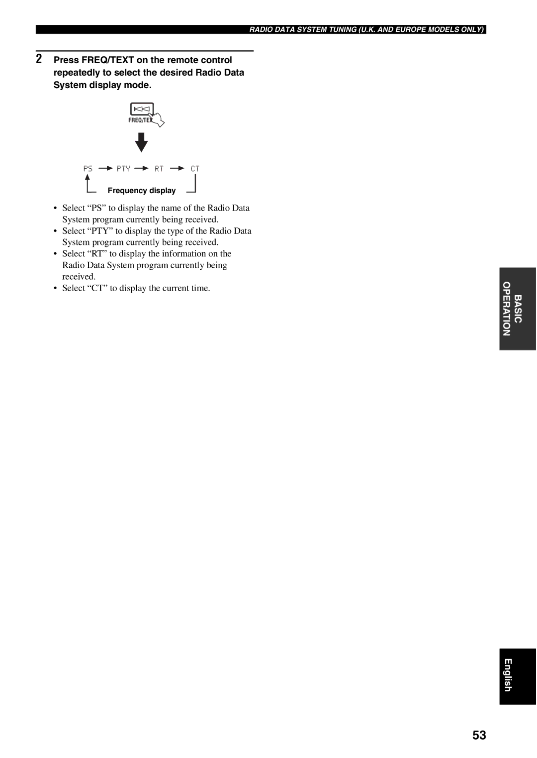 Yamaha RX-V459 owner manual Frequency display 