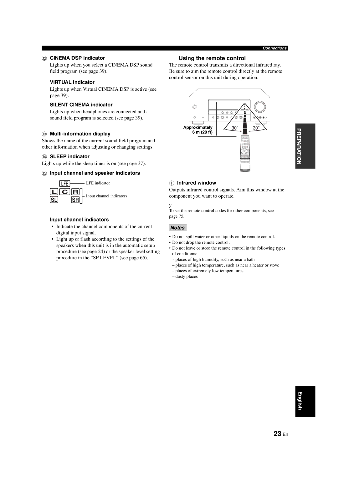 Yamaha RX-V463 owner manual 23 En, Using the remote control 