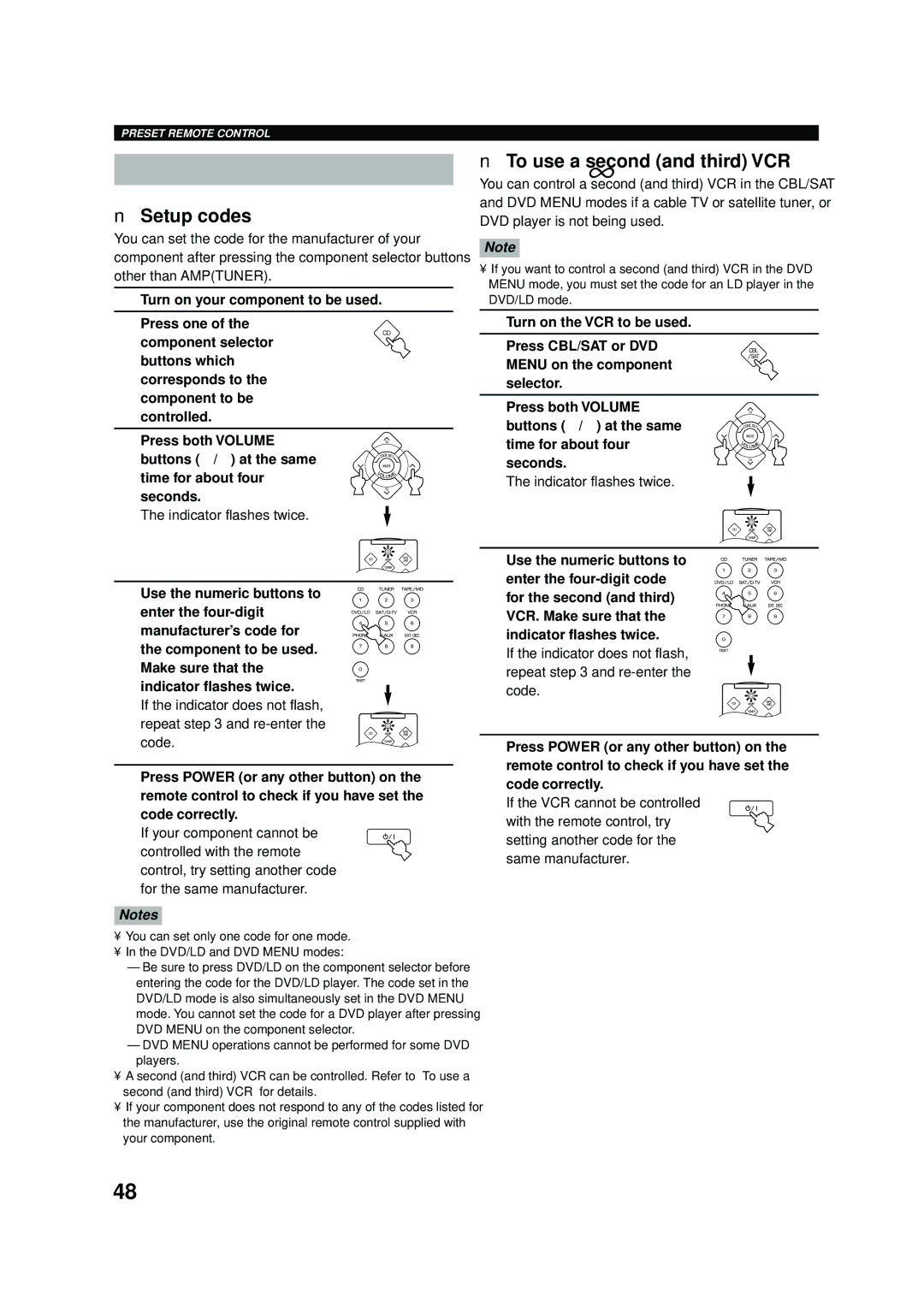 Yamaha RX-V496RDS owner manual Advanced Information, Setup codes, To use a second and third VCR 