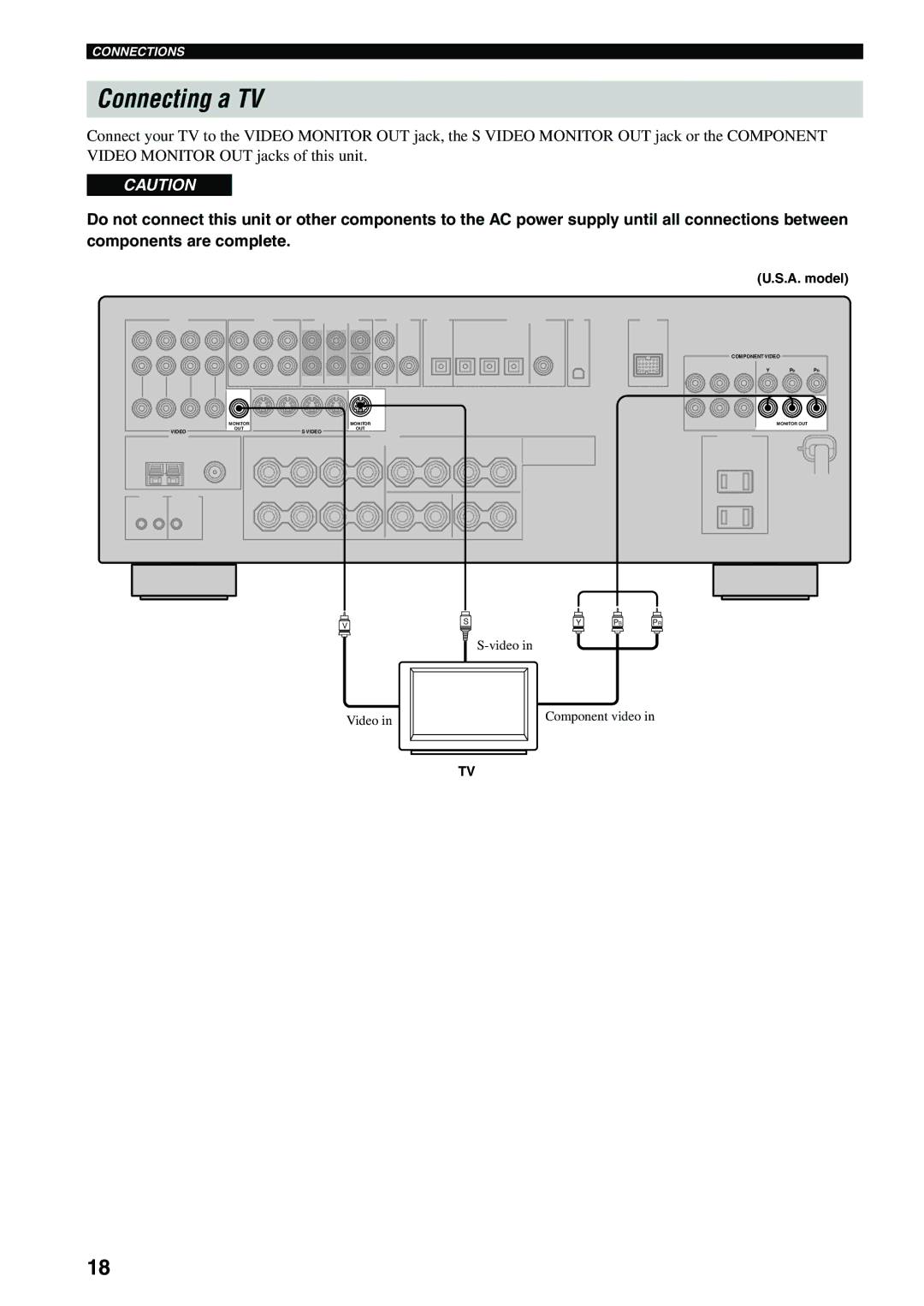 Yamaha RX-V559 owner manual Connecting a TV, A. model 