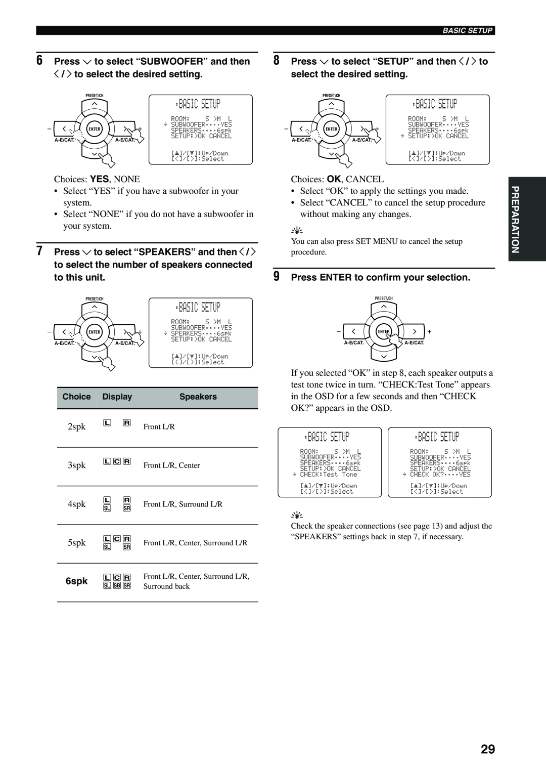 Yamaha RX-V559 owner manual Basic Setup 