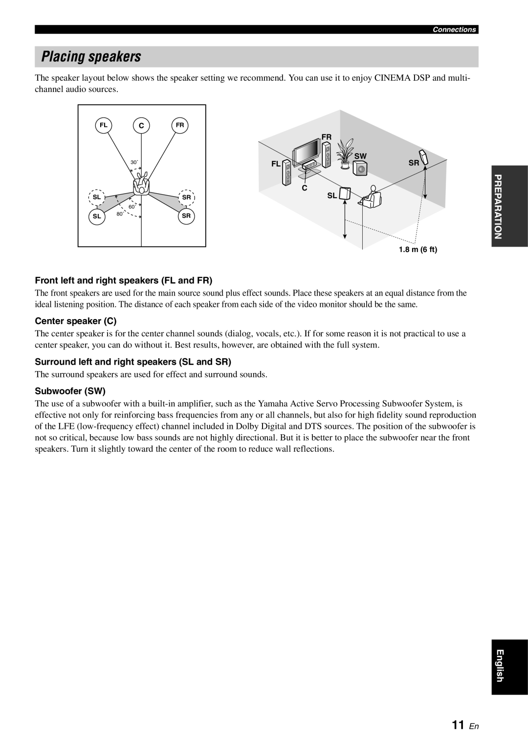 Yamaha RX-V561 owner manual Placing speakers, 11 En 