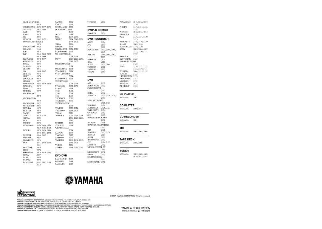 Yamaha RX-V561 owner manual DVD/LD Combo, DVD Recorder, LD Player, CD Player, CD Recorder, Tape Deck, Tuner, Dvd-Dvr 